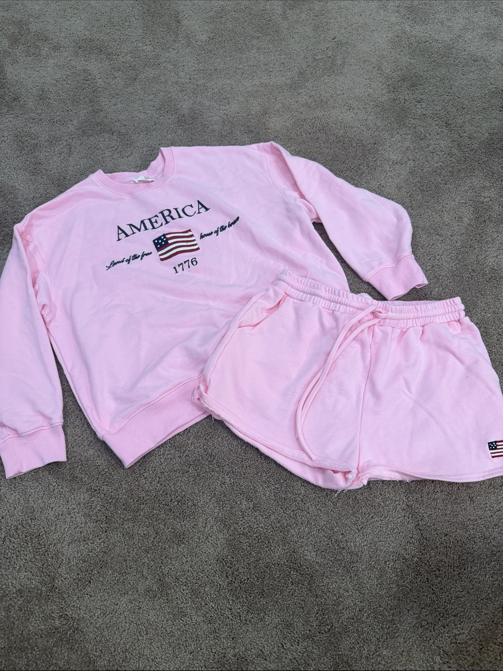 Sunday Edition America 1776 Pink Crewneck Sweatshirt and Shorts Set